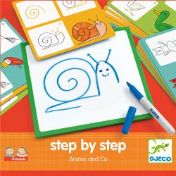 DJECO - COLORIAGE ÉTAPE PAR ÉTAPE ANIMAUX BOÎTE ORANGE (STEP BY STEP)